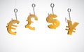 Currency symbol fishing concept illustration