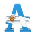 Currency symbol with national flag. Austral is the currency of Argentina. 3d render isolated on white