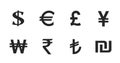 Currency symbol set. world money signs. financial infographic design elements