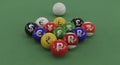 Currency Symbols on Billiard Balls on Table Royalty Free Stock Photo