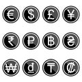 Currency symbols icons simple black-colored set