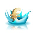 Currency Water Splash Gold Euro Vector