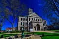 Historic Christian County Courthouse IL fountain on grounds Royalty Free Stock Photo