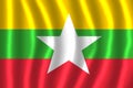 MYANMAR FLAG FLUTTERING