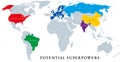 Current and potential Superpowers, political map