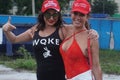 Two young ladies smiling and happy during the President Donald Trump rally in Orlando Florida June 18,2019