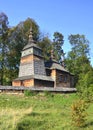 Greek catholic wooden church of St. Cosmas and St. Damian in Bartne village near Gorlice,  Low Beskids (Beskid Niski), Royalty Free Stock Photo