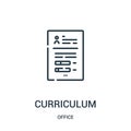 curriculum icon vector from office collection. Thin line curriculum outline icon vector illustration