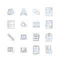 Curriculum tools line icons collection. Syllabus, Lesson, Outline, Content, Plan, Framework, Schedule vector and linear