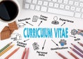 Curriculum Vitae concept. Computer keyboard on a white table Royalty Free Stock Photo