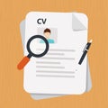 Curriculum vitae document icon. Human resources management or analyzing personnel resume.