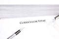Curriculum vitae with empty text space on white document Royalty Free Stock Photo