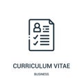 curriculum vitae icon vector from business collection. Thin line curriculum vitae outline icon vector illustration. Linear symbol