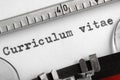 Curriculum vitae written on typewriter Royalty Free Stock Photo