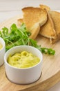 Curried chicken salad, rocket salad and toast Royalty Free Stock Photo