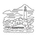 Currituck Beach Lighthouse in Outer Banks North Carolina USA Mono Line Art