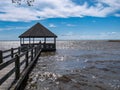 Currituck Heritage Park Gazebo over Glistening Water Royalty Free Stock Photo