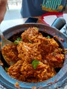 Curry chicken briyani rice claypot. Indian food