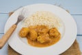 Curry chicken meatball with rice Royalty Free Stock Photo
