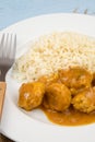Curry chicken meatball with rice Royalty Free Stock Photo