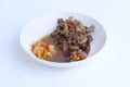 Curry goat gulai kambing in the white bowl,