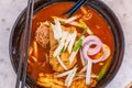 Curry Laksa, traditional spicy noodle soup in Malaysia