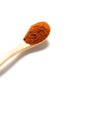 A curry powder in a wooden spoon.