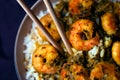 Curry Prawns with rice Royalty Free Stock Photo