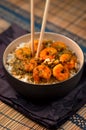 Curry Prawns with rice - Caribbean Tasty food 04 Royalty Free Stock Photo