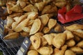 Curry puffs for sale. It is one of the traditional cakes in Malaysia.