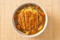Curry ramen noodles with tonkatsu fried pork cutlet Royalty Free Stock Photo