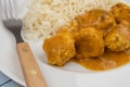 Curry sauce chicken meatball with rice Royalty Free Stock Photo