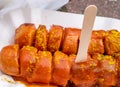Currywurst fast food snack background Royalty Free Stock Photo