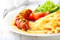 Currywurst with french fries Royalty Free Stock Photo