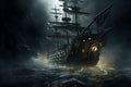 Cursed Ghost Ship A cursed ghost ship sailing