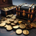 Cursed treasure, Treasure chest filled with cursed gold coins guarded by malevolent spirits and deadly traps4