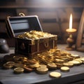 Cursed treasure, Treasure chest filled with cursed gold coins guarded by malevolent spirits and deadly traps5