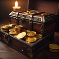 Cursed treasure, Treasure chest filled with cursed gold coins guarded by malevolent spirits and deadly traps5