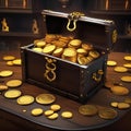 Cursed treasure, Treasure chest filled with cursed gold coins guarded by malevolent spirits and deadly traps1