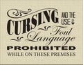 Cursing Prohibited Vintage Sign Royalty Free Stock Photo