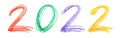 2022 - Cursive colorful numbers by crayon Royalty Free Stock Photo