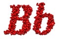 Cursive letter B from red hearts, capital and small letters. 3D rendering Royalty Free Stock Photo