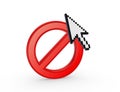 Cursor annd symbol of ban.