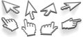 Cursor arrow hand pixel 3D cursors set