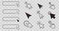 Cursor arrow pointer, click here mouse load symbol. Pointer cursor and loading icon. Cursors icons click set. Touch Royalty Free Stock Photo