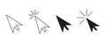 Cursor arrow pointer, click here mouse load symbol. Pointer cursor and loading icon. Cursors icons click set. Touch Royalty Free Stock Photo