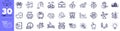 Cursor, Cashback and Safe time line icons pack. For web app. Vector