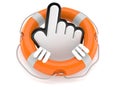 Cursor character inside life buoy Royalty Free Stock Photo