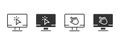 Cursor click icon. Computer screen with mouse pointer and hand interaction vector illustration. Desktop navigation and user Royalty Free Stock Photo