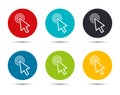 Cursor click icon flat round button set illustration design Royalty Free Stock Photo